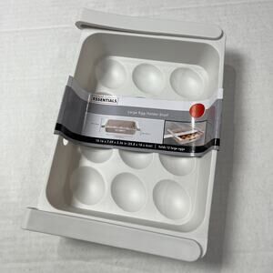 NEW Storage Essentials Holds 12 Eggs Large Holder Shelf Plastic Dishwasher Safe